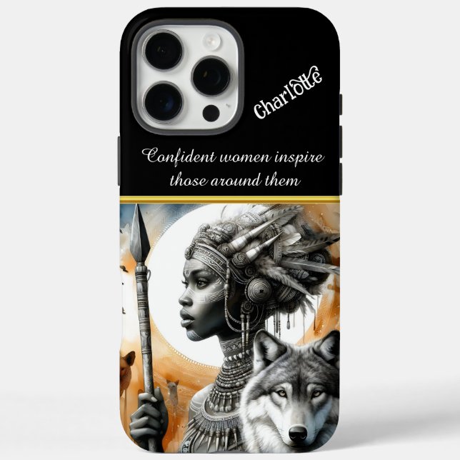 Coques Case-Mate iPhone Une femme guerrière féroce est debout avec un loup (Verso)