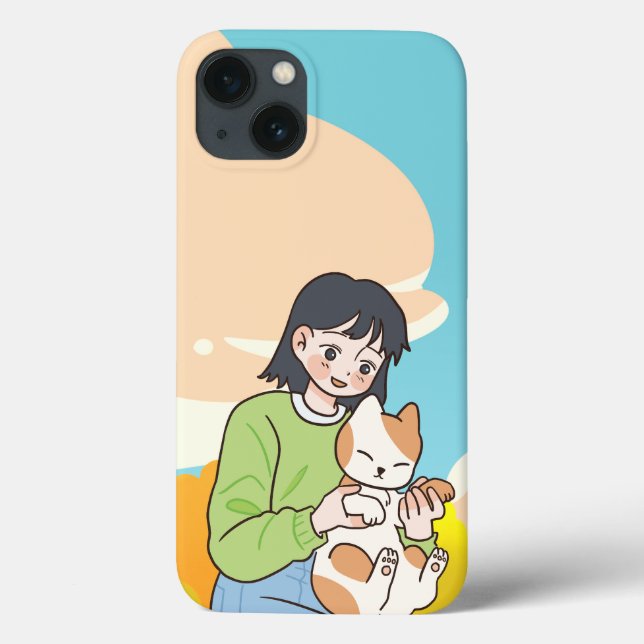 Coques Case-Mate iPhone Une fille avec son chat adorable (Verso)