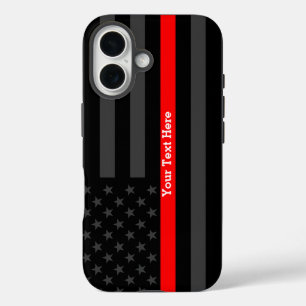 Coque Pour iPhone 16 Une fine ligne rouge Drapeau USA personnalisé sur
