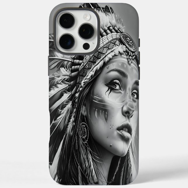 Coques Case-Mate iPhone Une guerrière indienne en tenue traditionnelle (Verso)