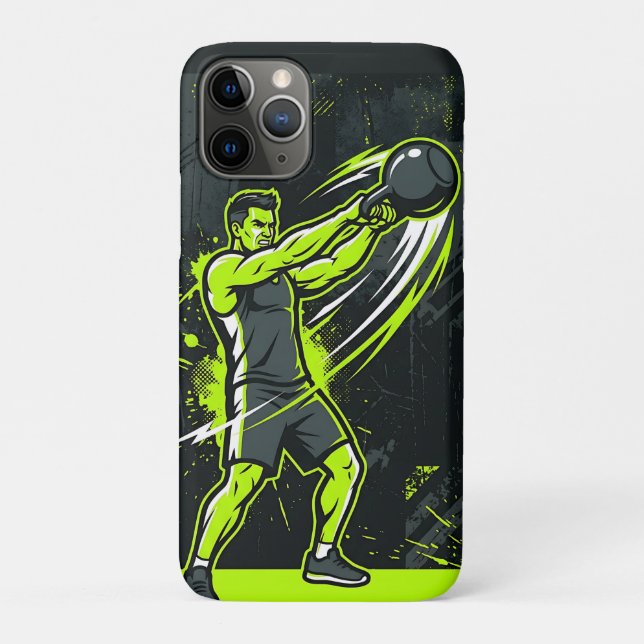 Coques Case-Mate iPhone Une illustration de ligne dynamique néon vert d'un (Dos)