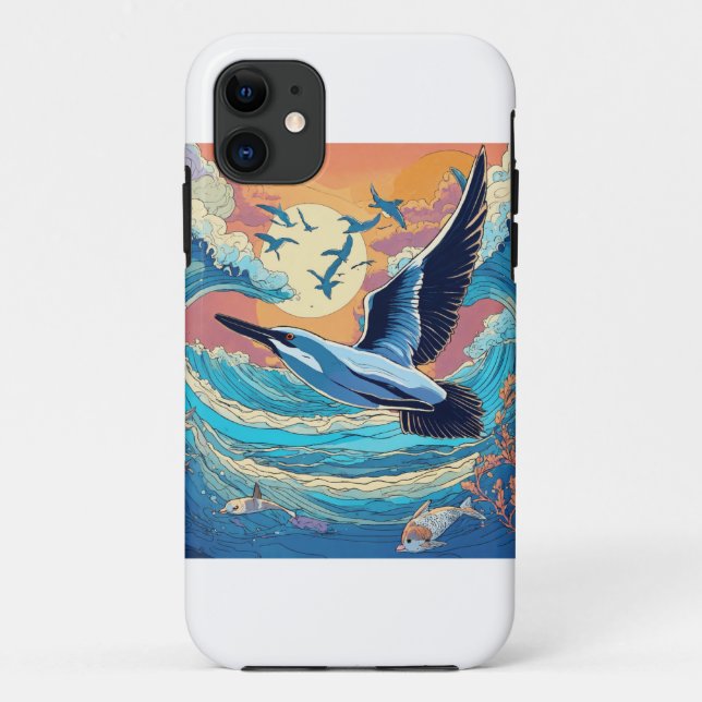 Coques Case-Mate iPhone Une mouette qui se dépose au-dessus de la mer (Dos)