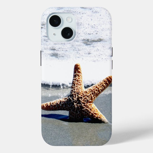 Coques Case-Mate iPhone Une seule étoile de poisson blanchie à la terre pu (Verso)