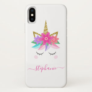 Case-Mate iPhone Case Unicorn Flowers Parties scintillant d'or personnal