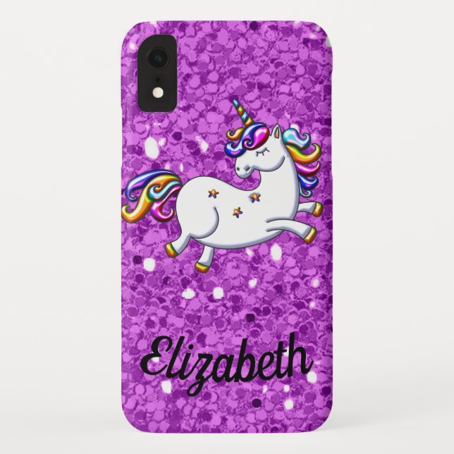 Coques Case-Mate iPhone Unicorne à Parties scintillant violette (Dos)
