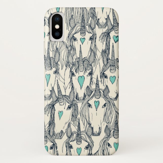 Coques Case-Mate iPhone unicorne amour indigo ment perle (Dos)