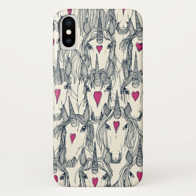 Coques Case-Mate iPhone unicorne amour indigo rose perle (Dos)
