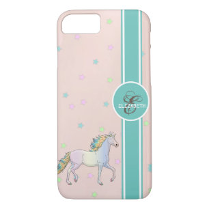 Case-Mate iPhone Case Unicorne arc-en-ciel, Stars colorés Monogramme