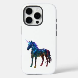 Coque iPhone 16 Pro Unicorne en verre arc-en-ciel magique