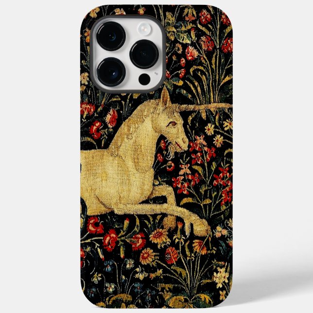 Coques Case-Mate iPhone Unicorne médiévale Midnight Floral Garden (Verso)