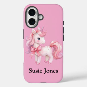 Coque Pour iPhone 16 Unicorne rose