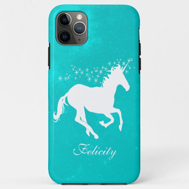 Coques Case-Mate iPhone Unicorne Turquoise Personnalisée (Dos)