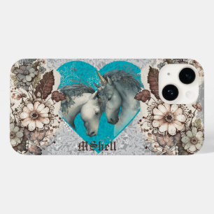 Coque Case-Mate iPhone "Unicornes, Coeurs et dentelle" personnalisable
