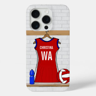 Coque Case-Mate iPhone Uniforme de Custom Netball Red with Blue and White