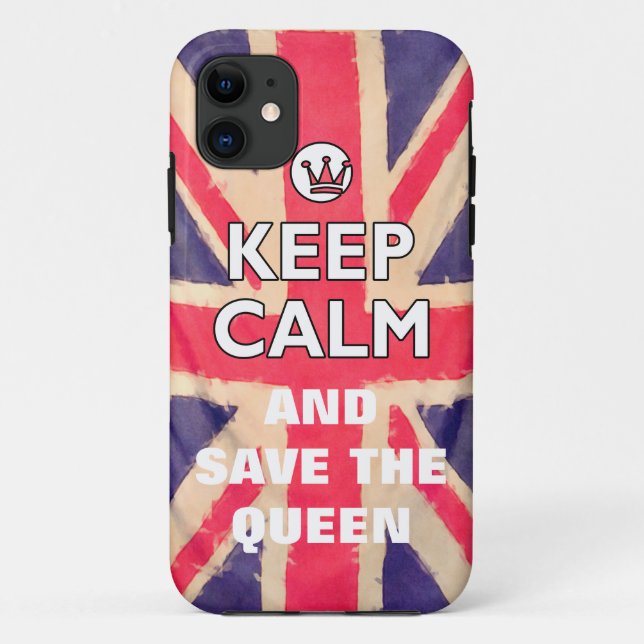 Coques Case-Mate iPhone UNION JACK FLAG grunge / KEEP CALM + your text (Dos)