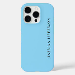 Coque iPhone 16 Pro Unique Élégant Plain Simple Minimaliste Bleu Bébé