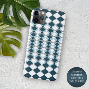 Case-Mate iPhone Case Unique Turquoise Blue Grey Carré Mosaic Art Motif