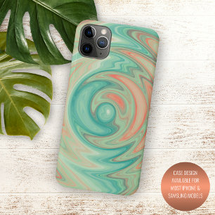 Case-Mate iPhone Case Unique Turquoise Vert Turquoise Bleu Orange Swirl