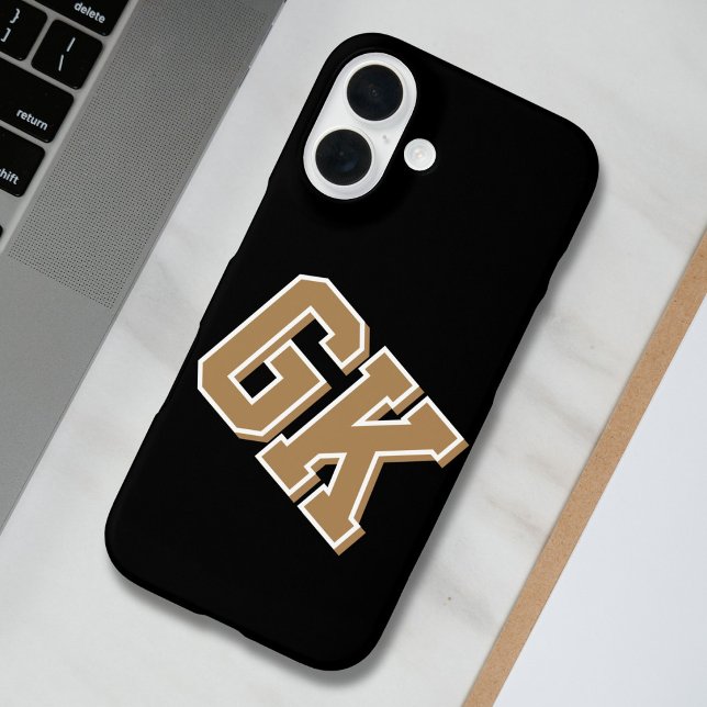 Coques Case-Mate iPhone Université Noir Or Blanc Monogramme Initiales (Créateur téléchargé)