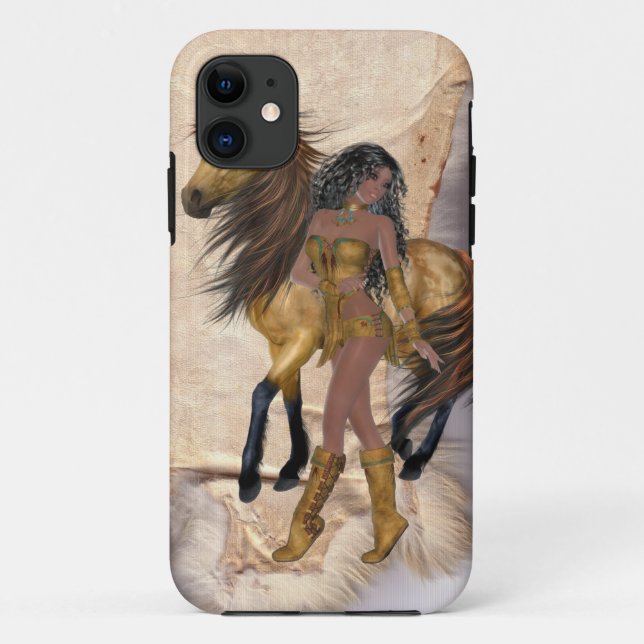 Coques Case-Mate iPhone Ureinwohner-Prinzessin und Pferd (Dos)
