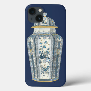 Etui iPhone 13 Urne asiatique décorative dans bleu et blanc