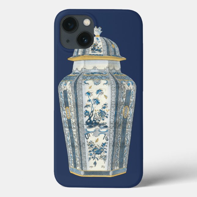 Coques Case-Mate iPhone Urne asiatique décorative en bleu et blanc (Verso)