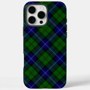 Coque iPhone 16 Pro Max Urquhart tartan bleu vert plaid