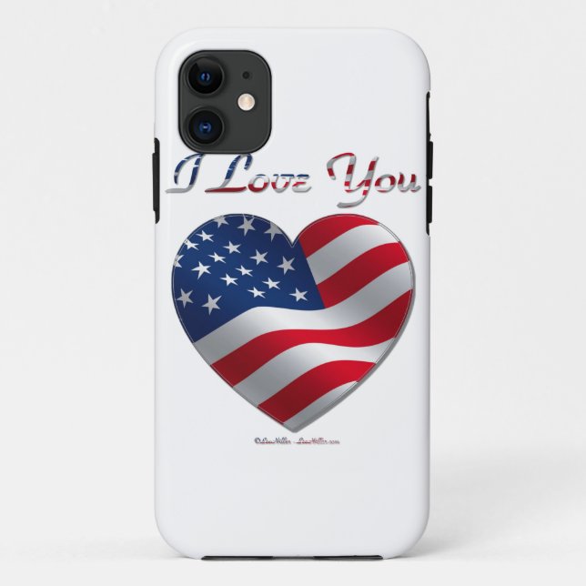 Coques Case-Mate iPhone USA Flag Heart Je t'aime (Dos)