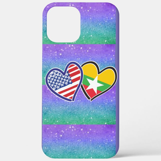 Coques Case-Mate iPhone USA Myanmar Love Hearts (Verso)