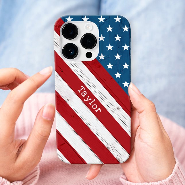 Coques Case-Mate iPhone USA Patriotic Stars & Stripes Rustic American Flag (Créateur téléchargé)