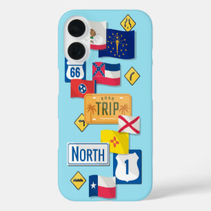 Coque Pour iPhone 16 USA State Flags Road Trip