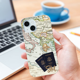 Coque Case-Mate iPhone Vacances avec carte ancienne vintage et passeport
