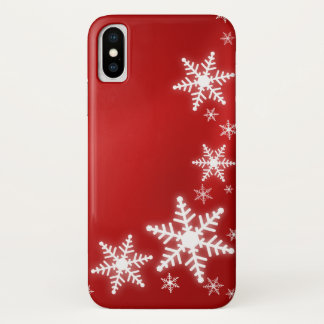 Coque iPhone X Vacances de rouge de flocons de neige