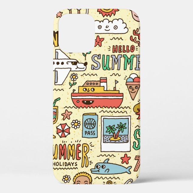 Coques Case-Mate iPhone Vacances d'été Vacances Voyage drôle Doodle vinta (Verso)