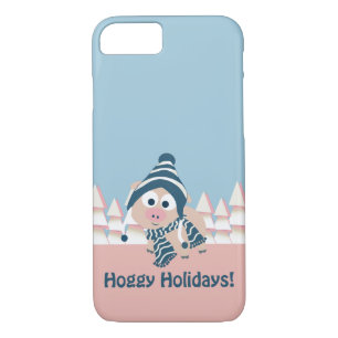 Coque iPhone 7 Vacances Génies ! Cochon d'hiver