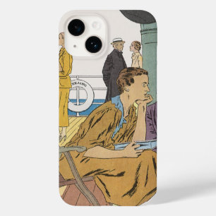Coque Pour iPhone 14 Vacances Rétro, Passagers de Paquebot sur le Pont