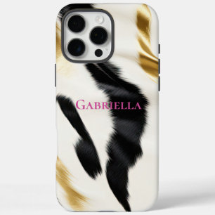 Coque iPhone 16 Pro Max Vache blanche noire