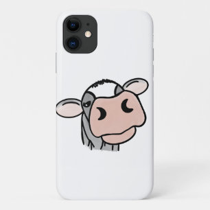 Case-Mate iPhone Case vache de dessin animé noir blanc rose baiser gris