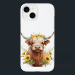 Coque Case-Mate iPhone Vache Highland avec Couronne de fleurs de tourneso<br><div class="desc">jolie vache des hautes terres,  couronne de tournesol jaune,  tournesols sur la tête cornée,  fleurs et cornes de taureau,  peinture d'aquarelle illustration,  beau ranch de bétail écossais,  champ de prairie nature sauvage,  vibe de printemps de la ferme d'été,  fermier de cowgirl,  fleurie shaggy doux adorable</div>