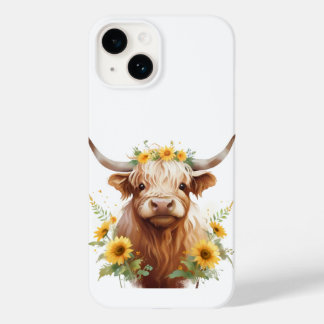 Coque Case-Mate iPhone Vache Highland avec Couronne de fleurs de tourneso