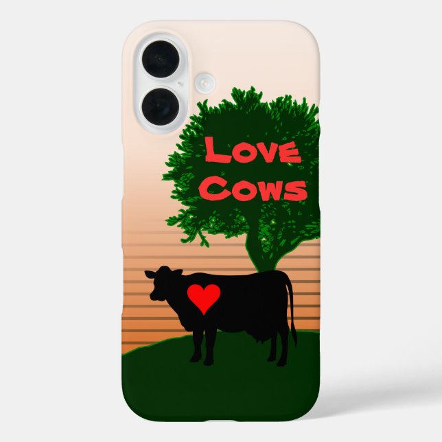 Coques Case-Mate iPhone Vaches d'amour - Vache Silhouette avec arbre solit (Verso)