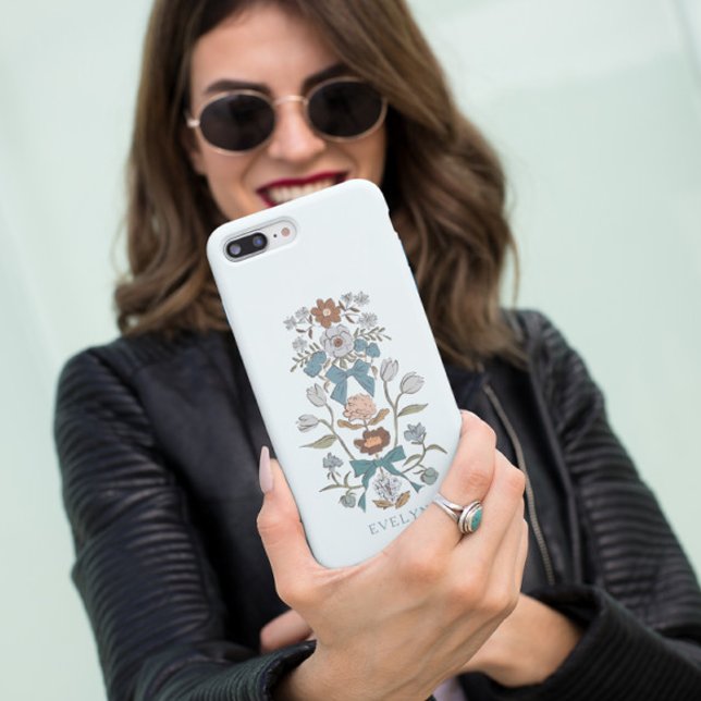 Coques Case-Mate iPhone Vaches et fleurs Floral Bleu (Créateur téléchargé)