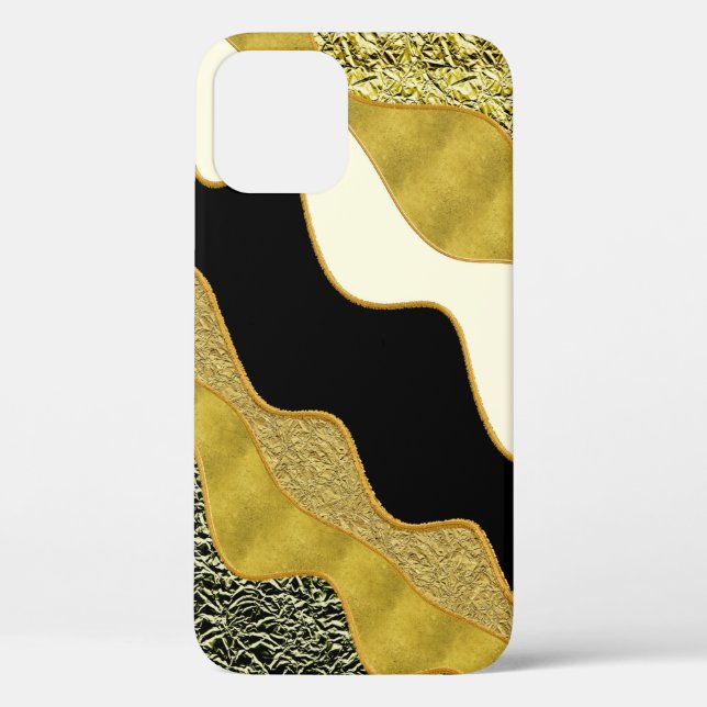 Coques Case-Mate iPhone Vague Abstraite Dorée Moderne Glamour Tendance (Verso)