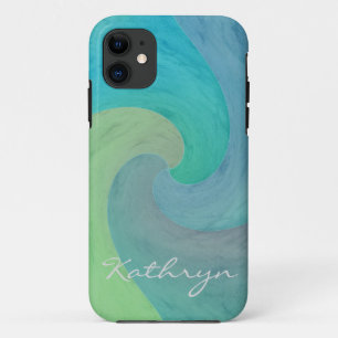 Coque Case-Mate Pour iPhone Vague aquarelle turquoise vert Art personnalisé
