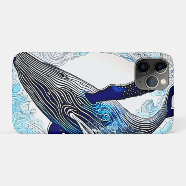 Coques Case-Mate iPhone Vague d'art Baleine Bleue (Dos (Horizontal))