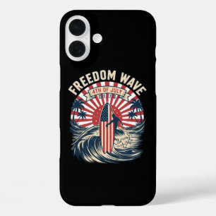 Coque Pour iPhone 16 Plus Vague de liberté 4 juillet