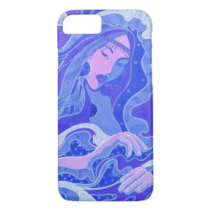 Etui iPhone Case-Mate Vague, Sirène, Imaginaire d'art asiatique, Bleu et