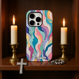 Coque iPhone 16 Pro Vagues Abstraites colorées dans les pastels doux