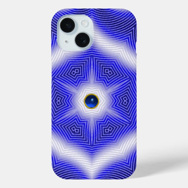 COQUES Case-Mate iPhone VAGUES ABSTRAITES, ÉTOILES BLEUES ET PIERRE SAPPHI (Verso)