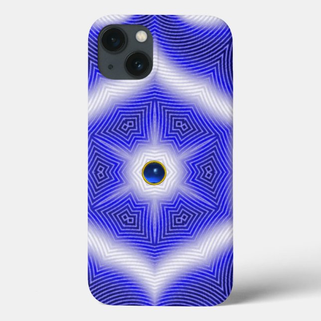 COQUES Case-Mate iPhone VAGUES ABSTRAITES, ÉTOILES BLEUES ET PIERRE SAPPHI (Verso)